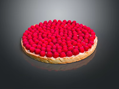 Fresh Raspberry Tart With Sweet Cream Topping And Flaky Pastry Crust 3d model