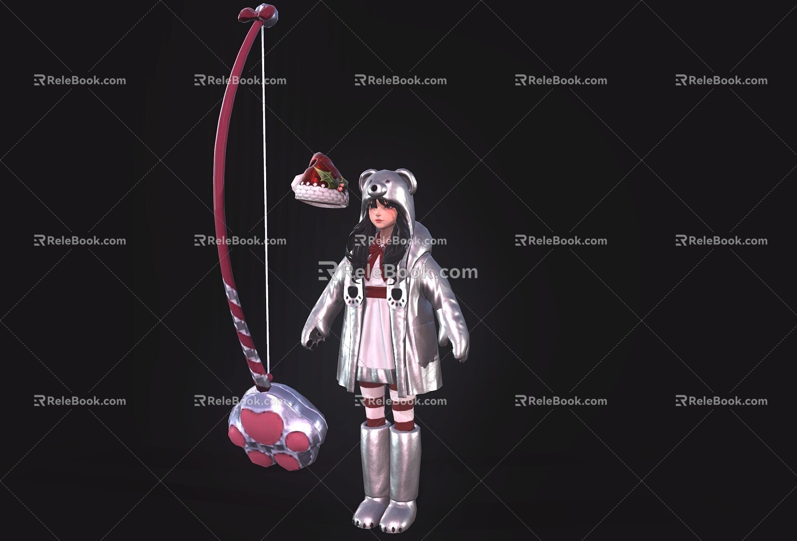 Cute little girl girl girl archer anime character 3d model