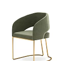 Dark Green Velvet Upholstered Dining Chair With Curved Backrest And Gold Metal Legs