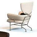 Modern Leisure Chair In Black White Leather With Metal Frame And Accent Pillow