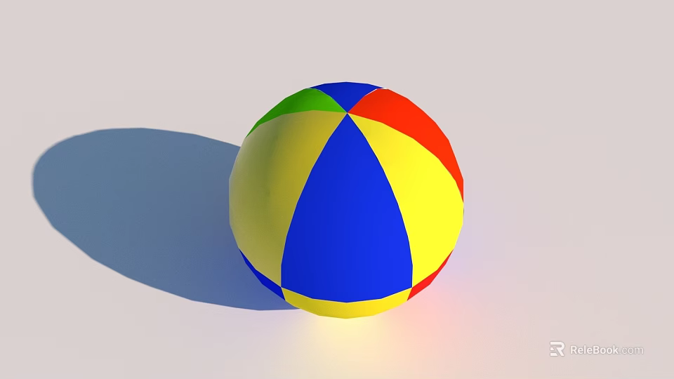 Vibrant Multicolored Playground Ball With Yellow Blue Red Green Sections For Kids 3d model 