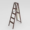 Brown Five Step Foldable Ladder with Sturdy Frame and Portable Design 3d model