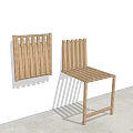 Wooden Sofa Stools With Slatted Design And Natural Wood Finish