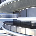 Modern High Rise Residential Building With Curved Design Glass Curtain Walls And Greenery