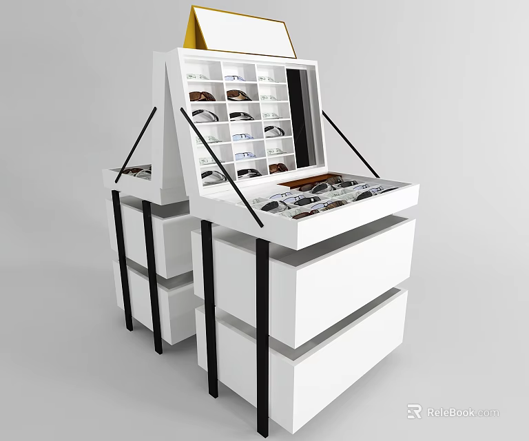 Modern White Display Shelf With Multi Tiered Design And Open Storage For Retail Items 3d model