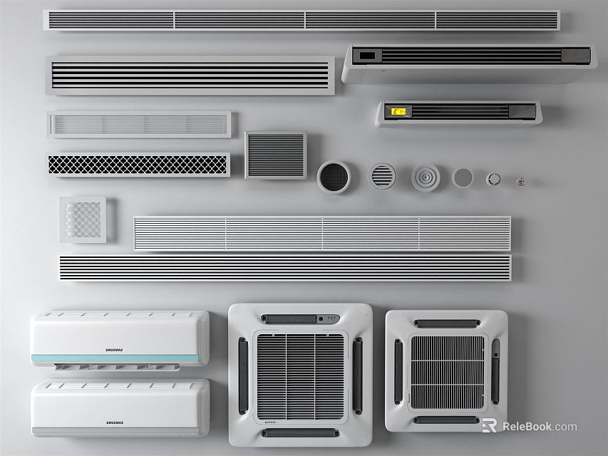 Various Air Conditioner Air Vents With Different Designs And Types For Home Interior 3d model 