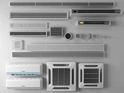 Various Air Conditioner Air Vents With Different Designs And Types For Home Interior 3d model