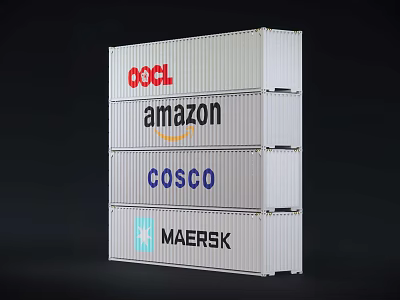 Stacked Shipping Containers as Industrial Equipment with Multiple Company Logos 3d model