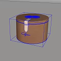 Round Wooden Box With Leather Surface And White Strap Featuring Signature Engraving Design