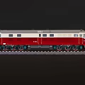 Red and White Model Train With Front Locomotive Numbered Details On Rail Track Clear Wheels