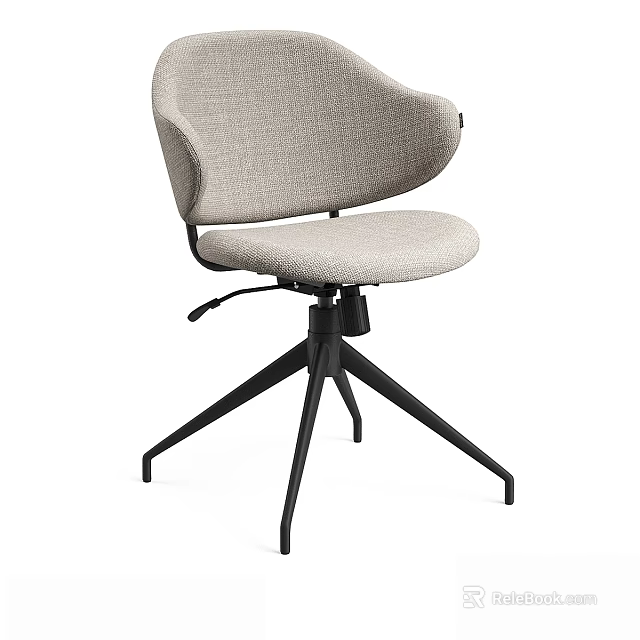 Beige Fabric Office Chair With Black Metal Base And Comfortable Seat Design 3d model 