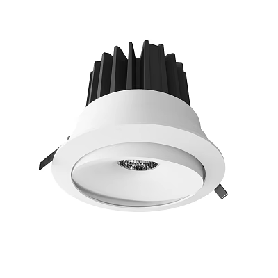 Modern Recessed Downlight Spotlight With White Frame Black Heat Sink And LED Light Source 3d model