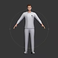 Man In Gray Tracksuit Full Body With Arms Outstretched Posing On Dark Background