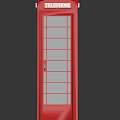 Red Telephone Booth With Glass Panels And Red Frame Structure 3d model