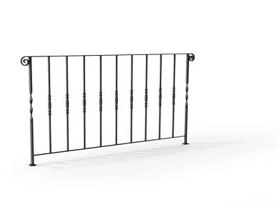 Architectural Black Metal Railing With Decorative Balusters And Ornate Finials 3d model