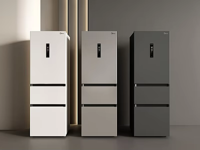 Haier Three Door Refrigerators in Different Colors White Gray Dark Gray with Modern Minimalist Design 3d model