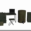 Green Household Items With Laptop Oil Drum Toolbox Camera And Folding Chair