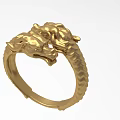 Exquisite Golden Ornament Decoration Set Featuring Double Dragon Heads Ring Design
