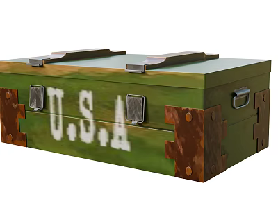 Green Military Style Storage Box with White USA Letters Metal Clasps and Rivets 3d model Green Military Style Storage Box with White USA Letters Metal Clasps and Rivets 3d model