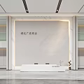 Modern Commercial Reception Desk With Marble Backdrop Wall And Elegant Interior 3d model