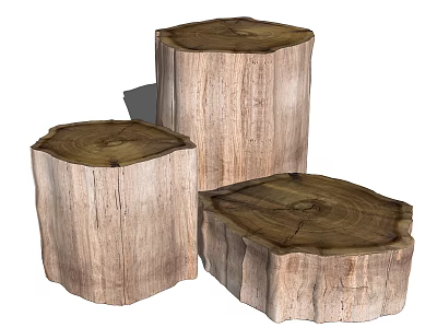 Natural Stone Wood Tree Stumps With Textured Surfaces And Growth Rings For Decor 3d model