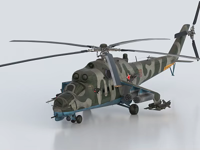 Camouflage Military Helicopter With Rotors Weapon Systems And Military Design Features 3d model