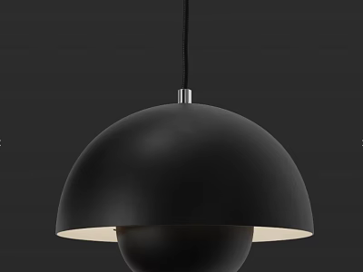 Modern Black Dome Shaped Pendant Light Featuring Lower Sphere For Interior 3d model