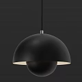 Modern Black Dome Shaped Pendant Light Featuring Lower Sphere For Interior 3d model