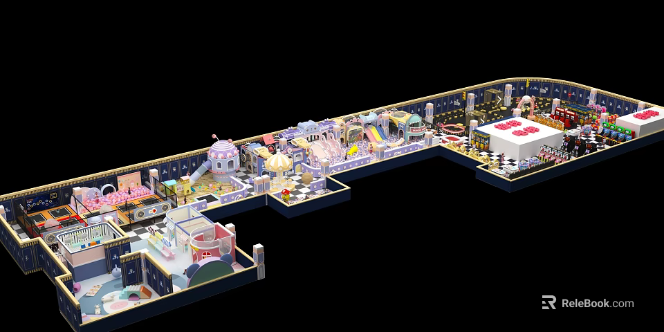Colorful Playground With Slides Swings Climbing Frames Interactive Areas And Safe Flooring 3d model 