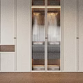 Modern Built in Wardrobe Design With Wooden Panels White Frames And Glass Doors