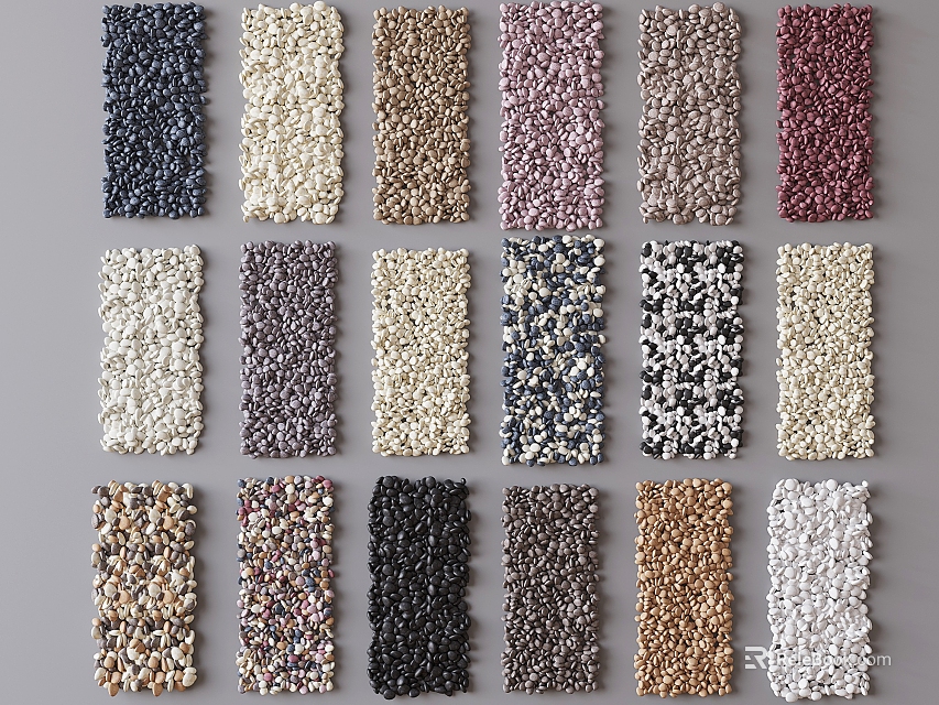 Stone and Wood Material Samples With Various Colors And Textures for Home Decor 3d model 