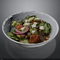 Fresh Healthy Salad Bowl with Lettuce Tomato Red Onion and Feta Cheese