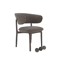 Modern Leisure Chair With Light Beige Upholstered Seat Curved Backrest And Wooden Legs