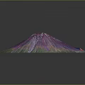 Artistic Colorful Terrain With Fan Shaped Structure And Gradient Purple Pink Green Blue Hues