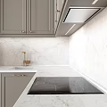 Elegant Modern Kitchen Design With Light Gray Cabinets And Black Oven