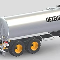 Silver Industrial Tanker Trailer By DEZEURE With Yellow Wheels And Metal Tank