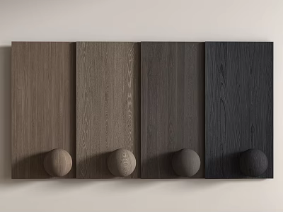 Various Colored Wooden Wall Panels With Round Knobs For Home Decoration 3d model