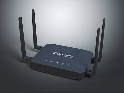 Black Zyxel Wireless Router With Four External Antennas For Home Network Use 3d model