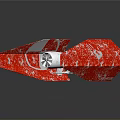 Red And White Satellite Component With Snowflake Pattern And Handprint Logo For Space Missions