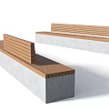 Modern Outdoor Landscape Seats With Wooden Top And Concrete Base Design