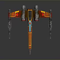 Vibrant Red And Yellow X Wing Fighter Model With Detailed Wings And Engines
