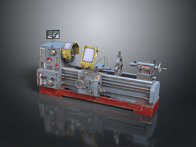Industrial Lathe Equipment With Control Panel Rotating Spindle And Sturdy Base 3d model