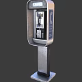 Public Telephone Booth With Metal Frame Telephone Handset And Local Call Sign