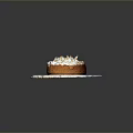 Delicious Golden Cake With Fluffy Meringue Topping On Marble Serving Tray