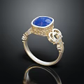 Elegant Gold Ring With Blue Sapphire Center Stone And Diamond Accents