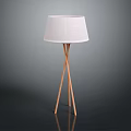 Modern Floor Lamp With White Lampshade And Wooden Cross Legs Design