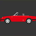 Vintage Red ALFA Convertible Car With Light Gray Interior And Silver Wheels