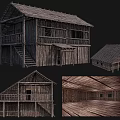 Wooden Ancient Architecture With Multiple Views And Traditional Interior Structure Design