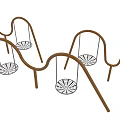 Outdoor Playground Swings With Curved Metal Frames And Net Seats For Kids