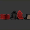 Car Seats In Red Black Gray Colors And Various Styles For Interior Design